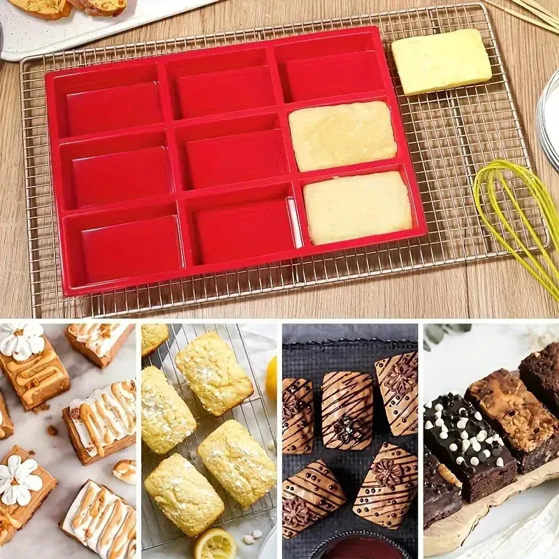 Molde de Silicone Retangular Para Pães e Bolos Com 9 Cavidades LODTSTORE