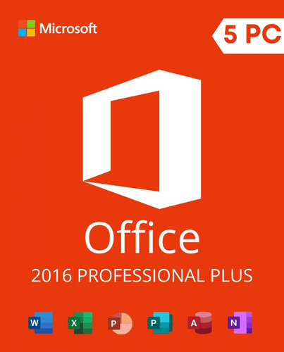 Oficina Completa: Office Pro Plus 2016 Para 5 Pcs