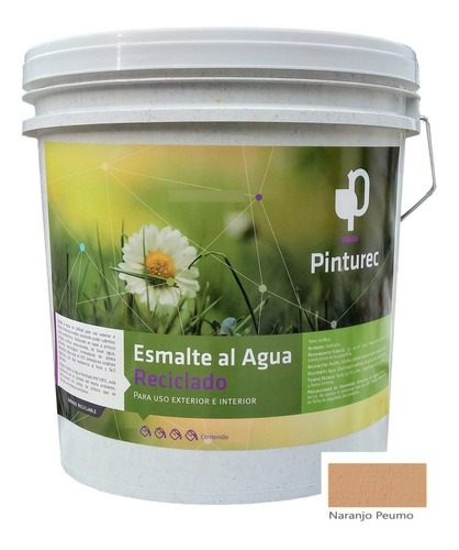 Esmalte Al Agua Pinturec Satinado Naranjo Peumo 4g