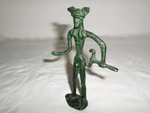 Antigua Figura De Bronce Patina Verde Hermes 14,5 Cm Alto (Usado)