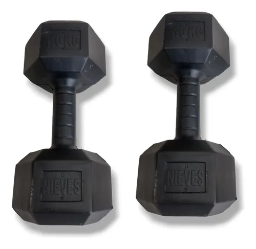 Mancuernas 10 kilos x2 Pesas Rubber Dumbbell