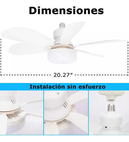 Santi Lampara Ventilador Con Control Remoto Ventilador De Techo Enchufe E27 3 Velocidades 3 Efectos De Luz Color Blanco Adecuado Para El Dormitorio Y Sala De Estar Y Cocina