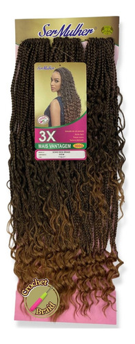 Cabelo Cacheado Boho Box Crochet Braids 300g 65cm + Agulha Cor T1B/27 Preto/Mel