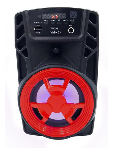 Bocina Bluetooth/tf/auxiliar/mic/radio Fm Portatil Color Rojo