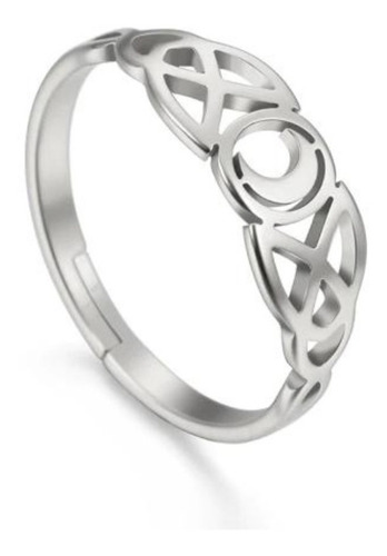 Imagen 2 de 10 de Anillo Ajustable Mujer Corazón Huella Luna Flor Acero Plata