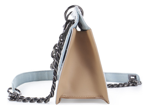 Bolsa Satchel Cloe Para Mujer Denim Detalle Cadena Color Plateado