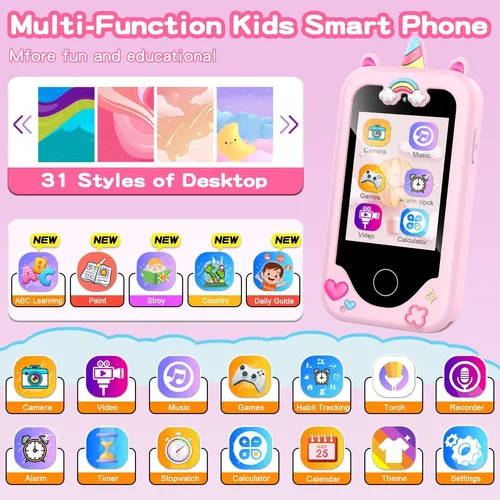 Brinquedo De Câmera Dupla Kids Smart Phone 360 Light Pink