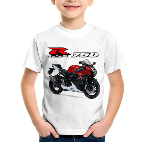 Camiseta Infantil Moto Suzuki Gsx R 750 Srad  Vermelha