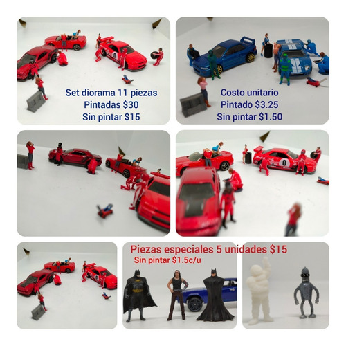Imagen 3 de 10 de Piezas Para Diorama Diecast Hotwheels 1/64 Figuras 3d Hwpq