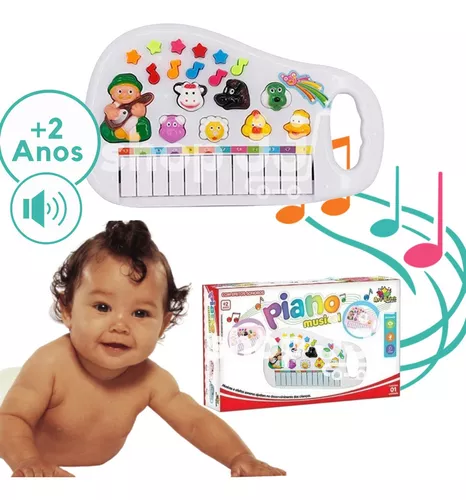 Piano Teclado Musical Infantil Bebe Sons Animais Eletronico Brinquedo