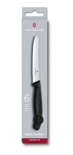 Imagen 2 de 3 de Juego Cuchillos Para Mesa 6 Piezas, Negro, Victorinox(6.78)