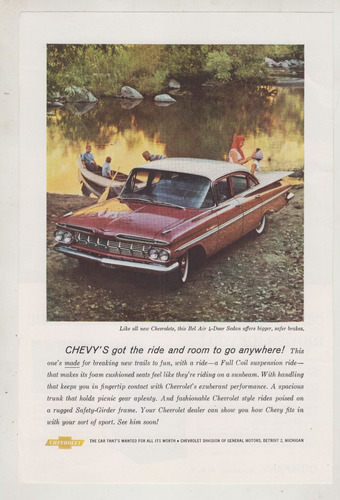 1959 Publicidad Vintage Automovil Chevrolet Bel Air Clasicos