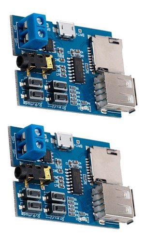 Tecneu 2 Piezas Módulo Reproductor Mp3 3w Audio Tf Card Microsd Usb