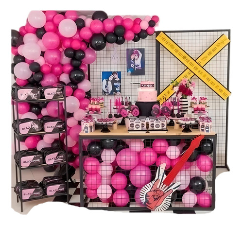 Decoracion Globos Banda Pop  Fucsia Coreano Kpop Black Pink