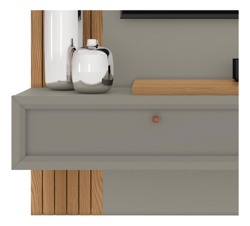 Painel Home Suspenso Frisco Detalhe Ripado Amêndoa/titânio