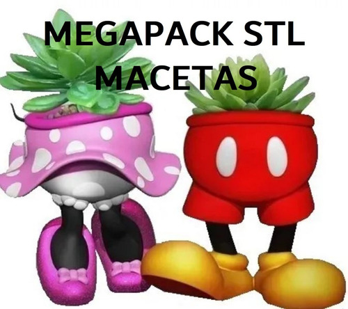 Mega Pack Macetas Mas De 600 Stl, Mickey Y Muchísimo Mas!!!