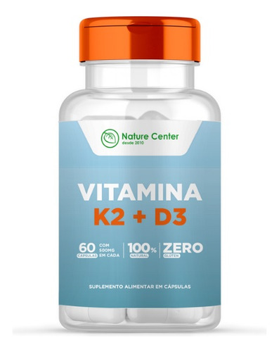 Vitamina K2 (mk-7) + D3 - 60 Cápsulas - Nature Center