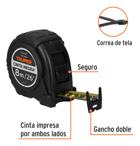 Cinta Para Medir Cinta Metrica Flexometro Cinta Negra Ancha