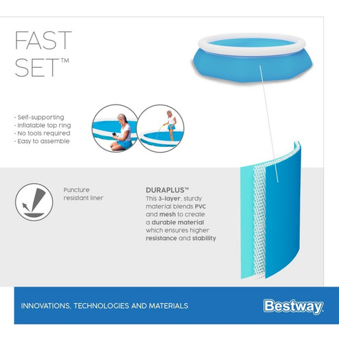Pileta inflable redonda Bestway Fast Set 57266 de 3.05m x 76cm 3638L azul caja