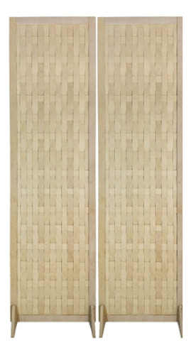 2 Biombo Trançado Mdf Com Pé Reto Separador Ambiente M1cp