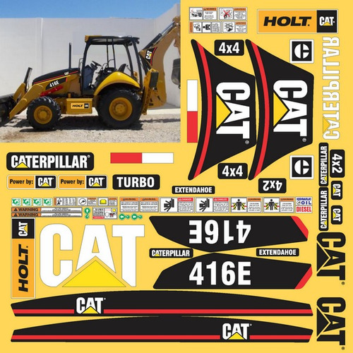 Calcomanías Caterpillar 416e Con Preventivos Originales