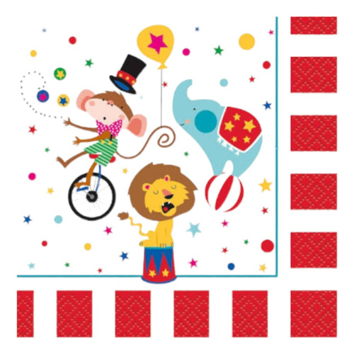 16 Servilletas De Papel Chica Fiesta Tema Circus Carnival