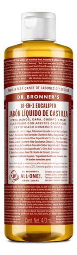 Jabón Liquido De Castilla Dr Bronner's 18en1 Eucalipto 473ml