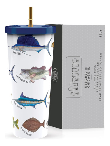 Vasos Aislados De 25 Oz Diseño De Peces De Agua Dulce ...