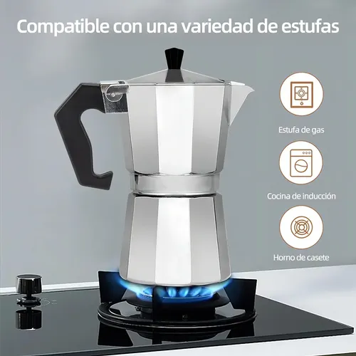 Cafetera Moka Italiana Para 6 Tazas Aluminio Cafe Mocha Manual
