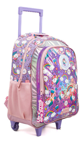 Mochila Carro Nena Escolar Holografica Glitter Resistente 