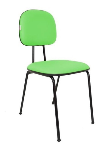 Cadeira Fixa Secretária Polo Couro Sintético Corano Verde