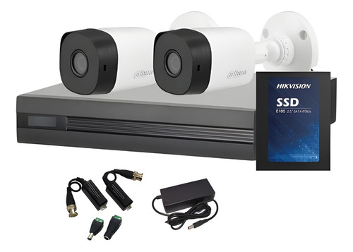 Kit De Camaras Dahua X2 Cam + 4 Ch 2 Camaras 1080p + Ssd 