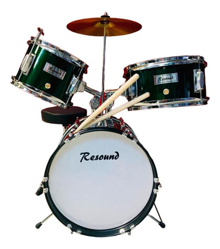 Bateria Resound L104-3 Junior 3 Cuerpos C/ Banqueta Verde