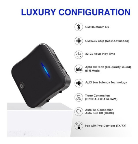 Imagem 3 de 6 de Transmissor Receptor De Audio Aux Spdif Rca Bluetooth 5.0