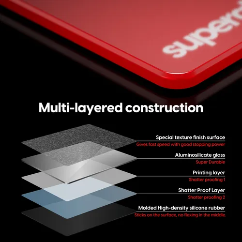 Mousepad Pulsar Superglide Glass Pad Xl Red - 490x420mm