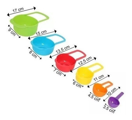 Set De 6 Cucharas Tazas Medidoras De Colores