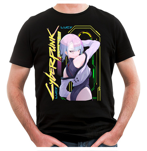 Remera Cyberpunk Lucy (negra:) Ideas Mvd