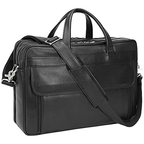 Men's Genuine Leather Briefcase 17 Inch Laptop Case Bus...