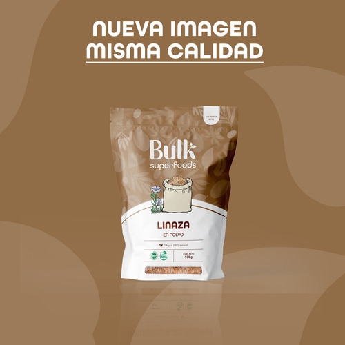 BULK SUPERFOODS - Linaza En Polvo 500g - Suplemento Alimenticio 100% Natural - Sin AzĂșcar y Sin GMO - Alta En Fibra - Ideal Para Batidos, Panes Y Galletas