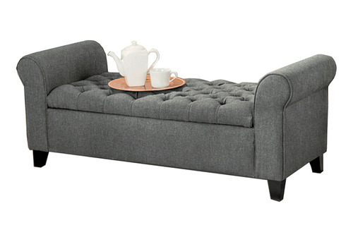 Mueble Diván Dinasty Suede Gris  Baul Moderno 1pz