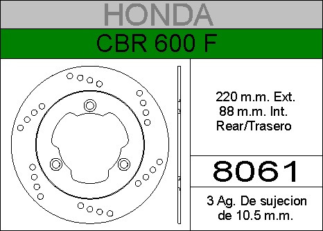 Disco Freno Hd Trasero Honda Cbr 600 F