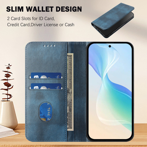 Funda De Piel Tipo Cartera Para Motorola Edge 50 Con Carga Ultrainalámbrica, Bloqueo Rfid, Soporte, Ranuras Para Tarjetas, Textura Vintage