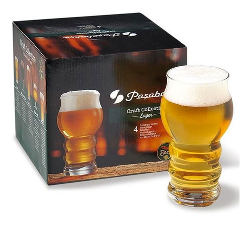 Juego 4 Vasos Vidirio Cervecero Lager 435 Ml Pasabahce Color Transparente