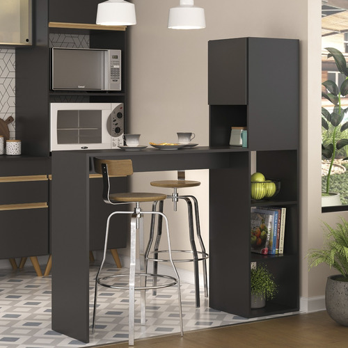 Imagen 2 de 5 de Mueble De Cocina Con Mesa Alta Color Negro