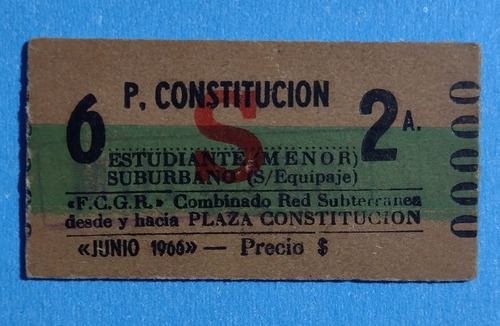 Boleto De Tren Combinado Con Red De Subterráneo Año 1966