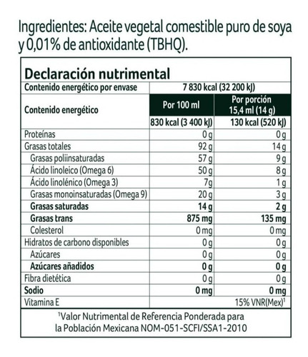 Aceite Comestible Puro De Soya Nutrioli Con 3 Piezas De 946m