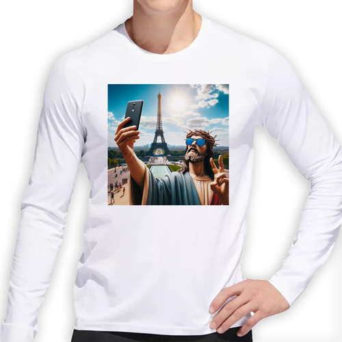 Remera Hombre Ml Jesus Vacaciones Torre Eiffel Fotografia