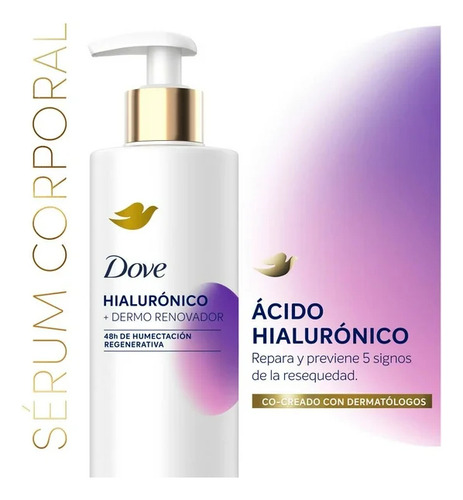 Serum Corporal Acido Hialuronico Dermo Renovador Dove 1 L Sin Olor