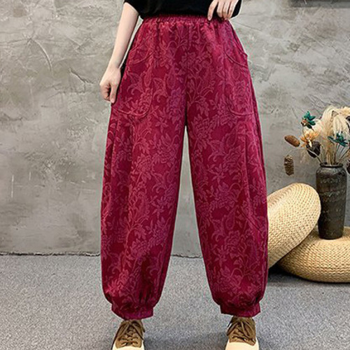 Pantalón Con Bolsillo Holgado Y Cómodo Estampado Para Mujer