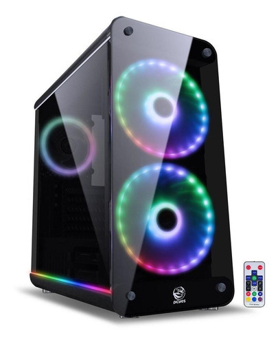 Gabinete Mid-tower Solaris Preto Com 2 Fan 20cm Rgb Com Fro